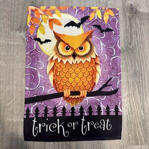 Halloween Owl “Trick or Treat” Garden Flag | Autumn Fall Spooky Haunted Bat